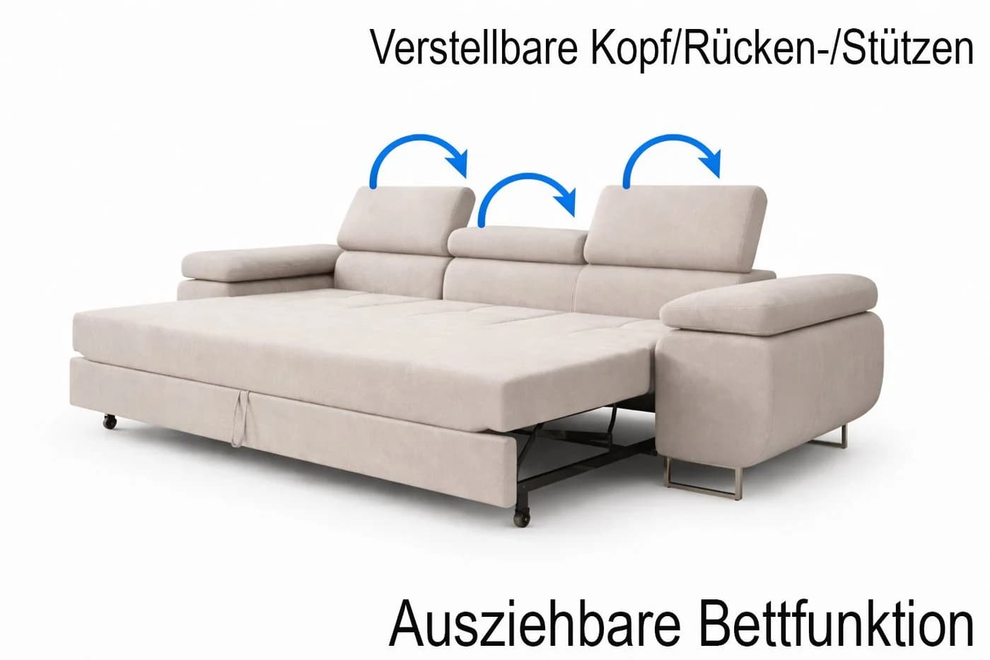 M-Punkt24 Polstergarnitur Miami 3-2-1 Samt Creme mit Schlaffunktion - Bild 3