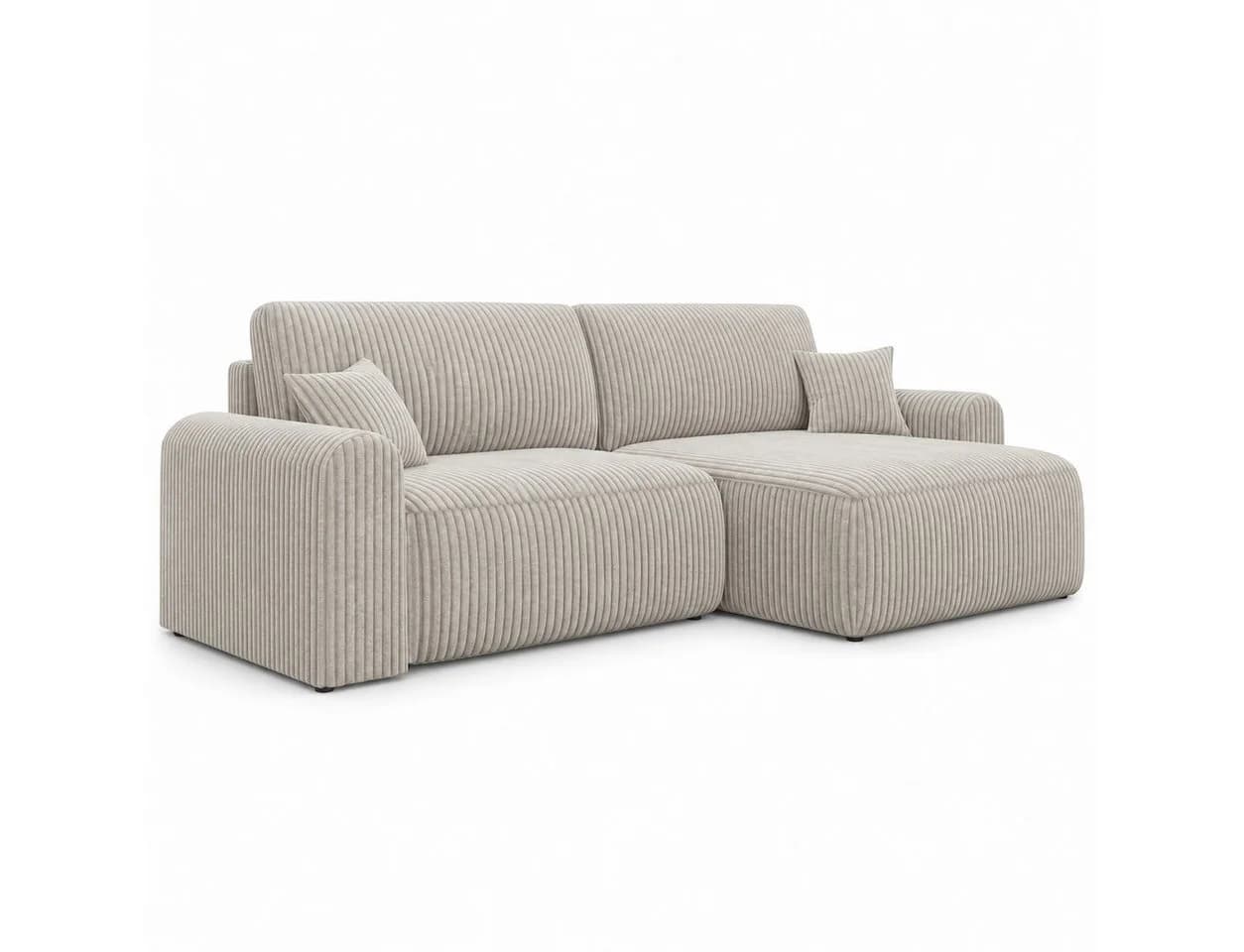 M-Punkt24 Ecksofa ASTI mit Bettfunktion und universeller Ottomane in Creme