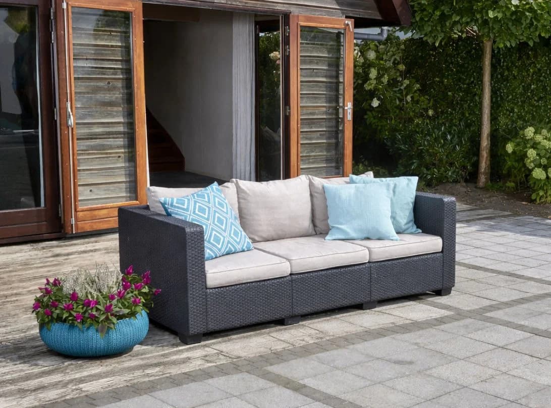 Allibert Loungesofa Salta 3-Sitzer Gartensofa Anthrazit Rattanoptik mit Kissen - Bild 2