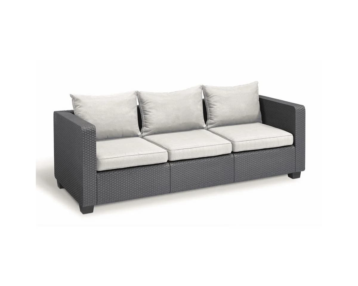 Allibert Loungesofa Salta 3-Sitzer Gartensofa Anthrazit Rattanoptik mit Kissen - Bild 5