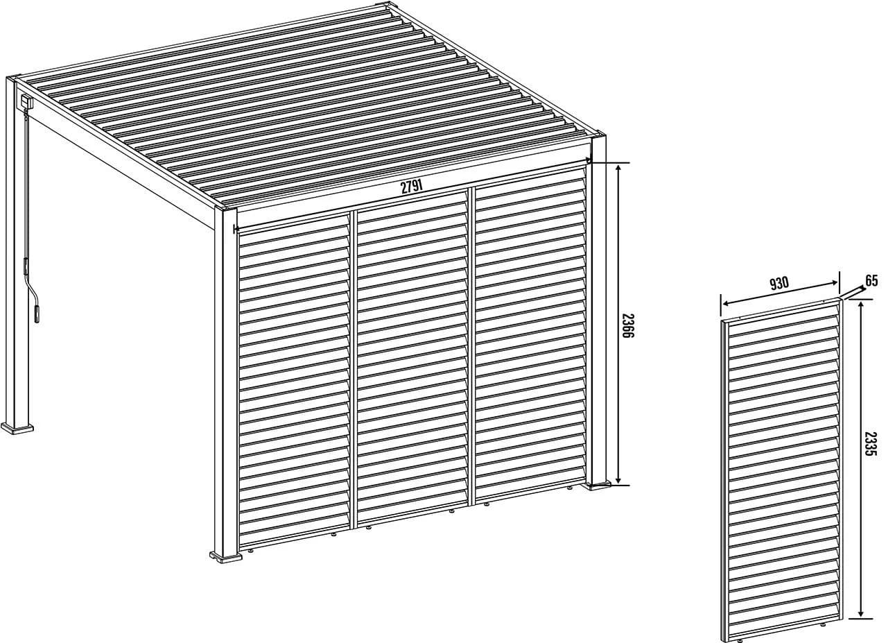 Weide Pavillonseitenteil Anthrazit Aluminium Lamellenwand - Bild 3