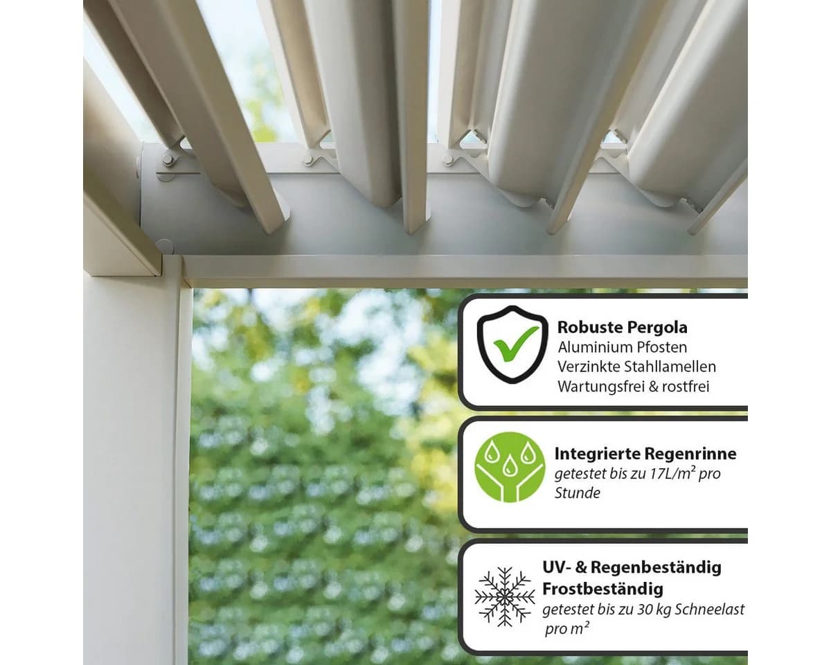 Weide Pergola Classic Pavillon Terrassenüberdachung Aluminium 3x3m Ivory Sand - Bild 3
