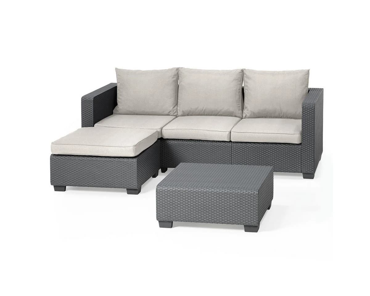 Keter Gartenlounge-Set Salta 3-tlg. Anthrazit Rattanoptik mit Kissen