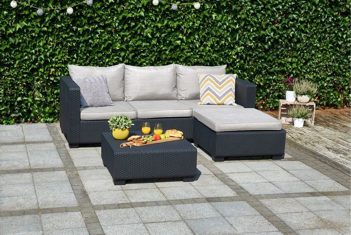 Keter Gartenlounge-Set Salta 3-tlg. Anthrazit Rattanoptik mit Kissen - Bild 2