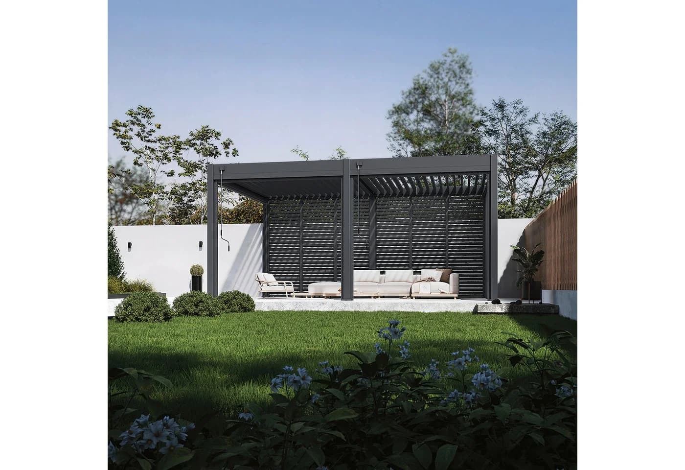 Weide Horizontale Lamellenwand Aluminium Anthrazit für Pergola - Bild 5