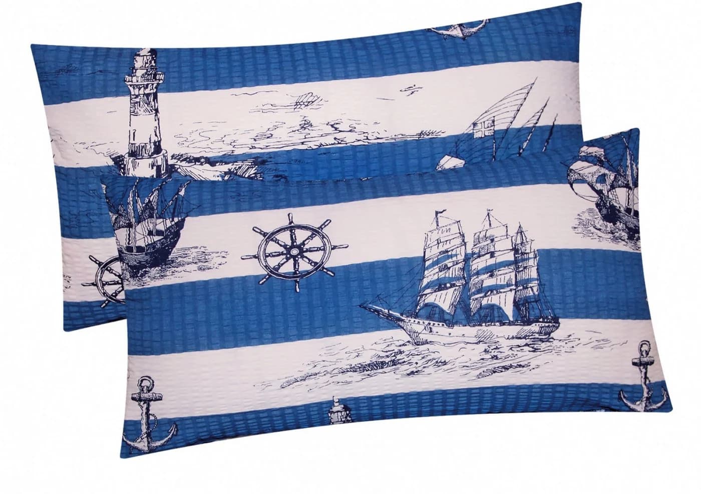 Heubergshop Kissenbezug 2er-Set 40x80cm Seersucker Maritim Baumwolle - Bild 2