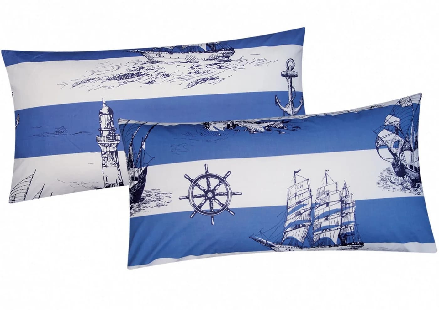 Heubergshop Kissenbezug 2er Set 40x80cm Maritim Anker Schiff Leuchtturm - Bild 2
