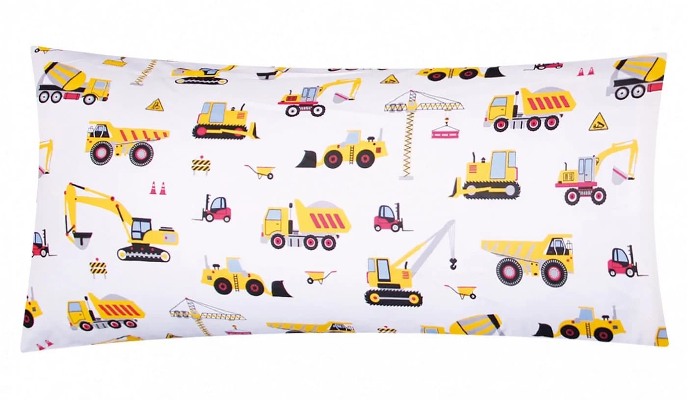 Heubergshop Kissenbezug 40x80cm Bagger Kinder Renforcé Baumwolle
