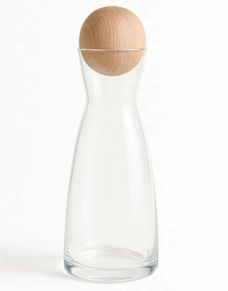 Heubergshop Wasserkaraffe 1L mit Zirbenkugel Glas Zirbenholz - Bild 2