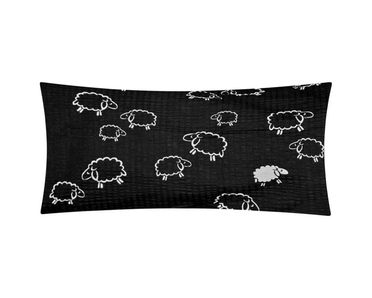 Heubergshop Kissenbezug 40x80cm Baumwolle Seersucker Schaf-Motiv