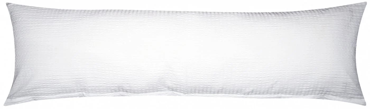 Heubergshop Seitenschläferkissenbezug Weiß 100% Baumwolle Seersucker