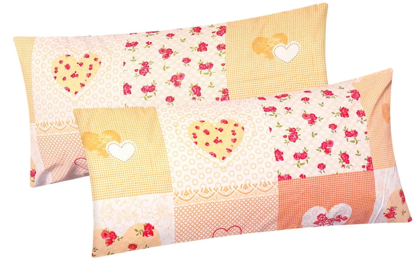 Heubergshop Kissenbezug Set 40x80cm Baumwolle Orange Landhaus