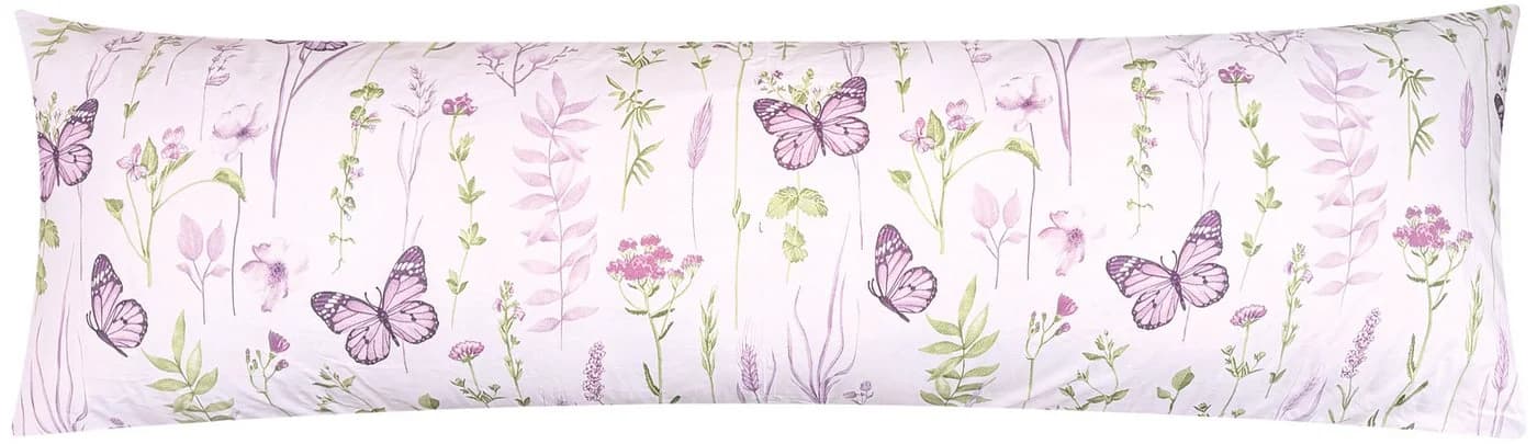 Heubergshop Seitenschläferkissenbezug Renforcé 40x145cm Weiß Geblümt