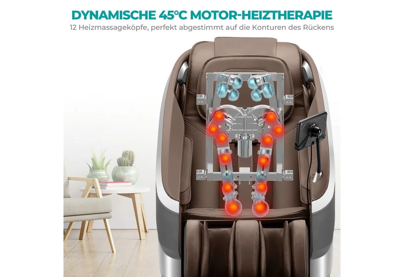 NAIPO Massagesessel Tai Chi Braun mit Wärmetherapie & Zero-Gravity - Bild 4