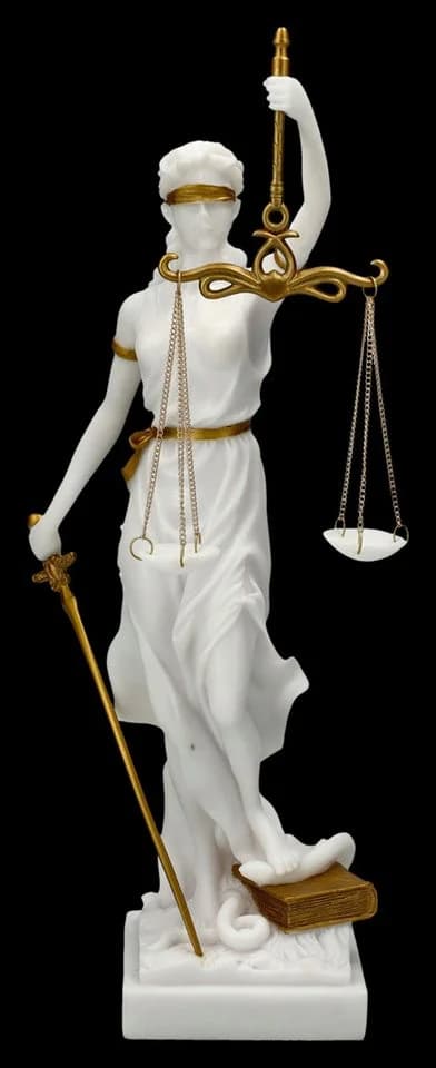 Figuren Shop GmbH Justitia Figur Weiß-Gold Kunststein