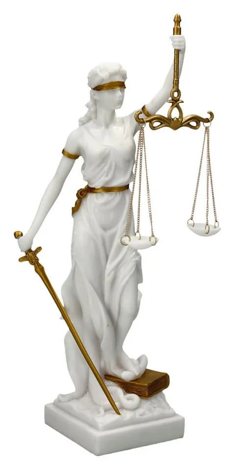 Figuren Shop GmbH Justitia Figur Weiß-Gold Kunststein - Bild 2
