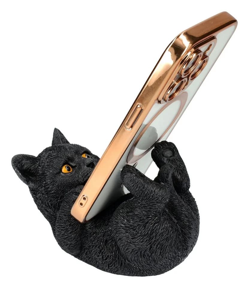 Figuren Shop GmbH Tierfigur Handyhalter Katze schwarz - Familiar Helper - Bild 2