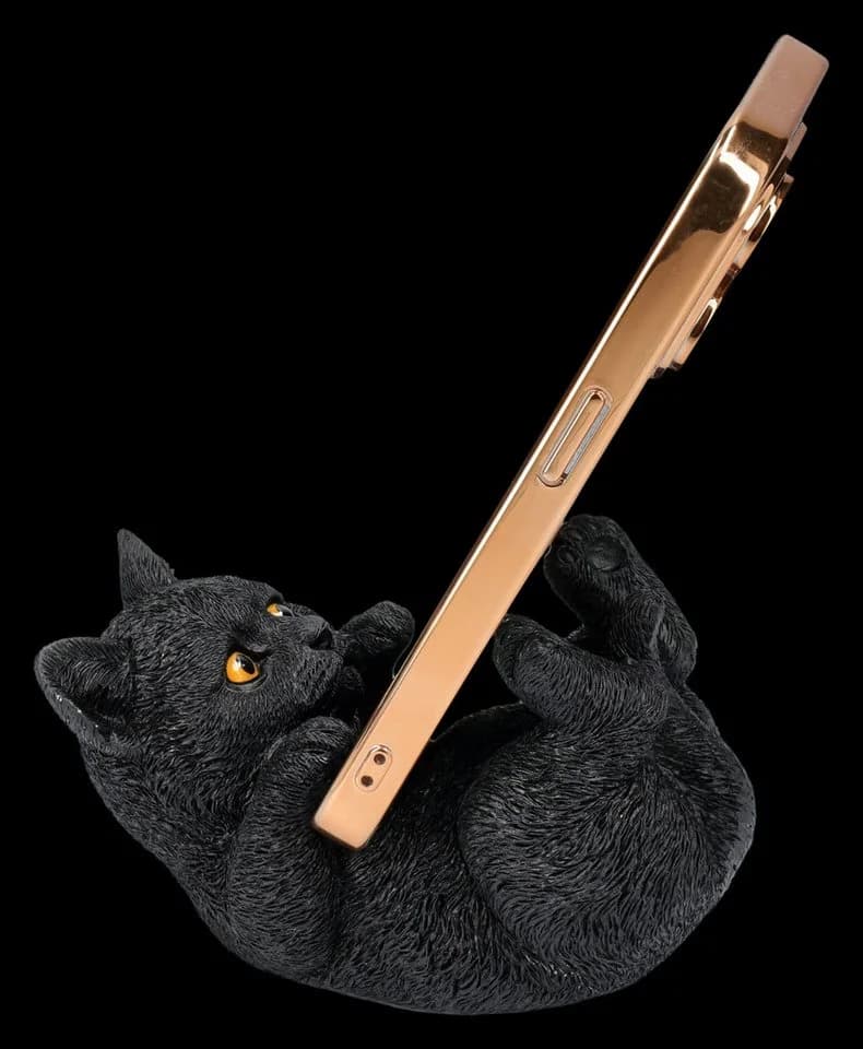 Figuren Shop GmbH Tierfigur Handyhalter Katze schwarz - Familiar Helper - Bild 3