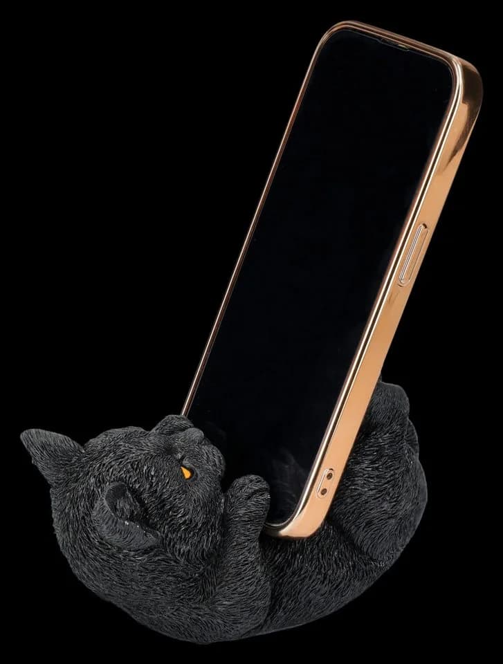 Figuren Shop GmbH Tierfigur Handyhalter Katze schwarz - Familiar Helper - Bild 4