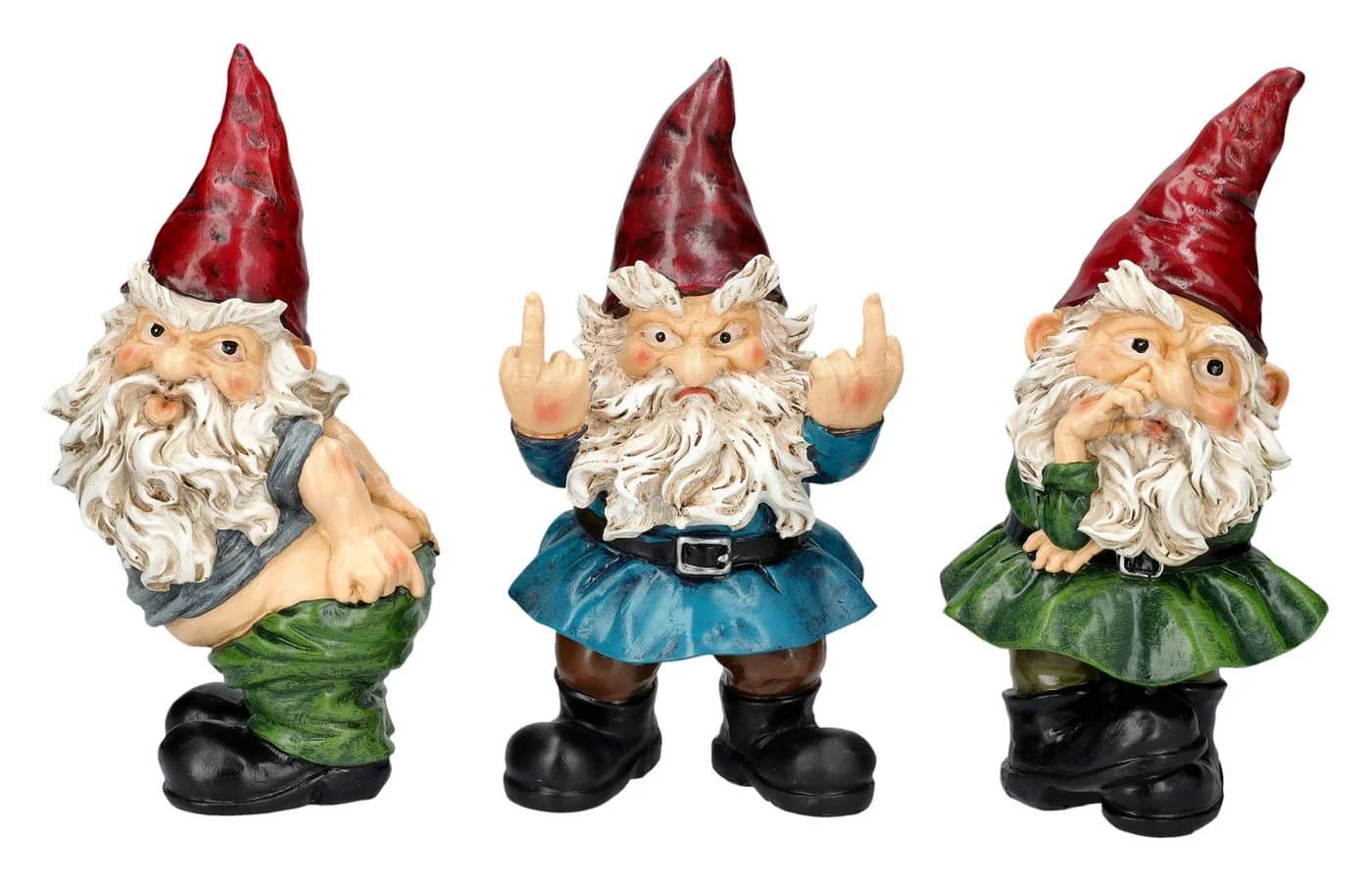 Figuren Shop GmbH Gartenzwerge 3er Set Ungezogene Zwerge Bunt - Bild 2