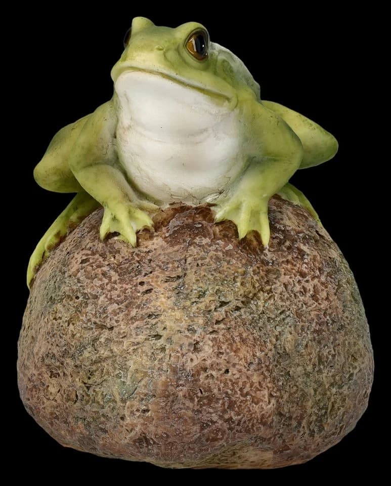 Figuren Shop GmbH Gartenfigur Frosch auf Stein Deko - Bild 3