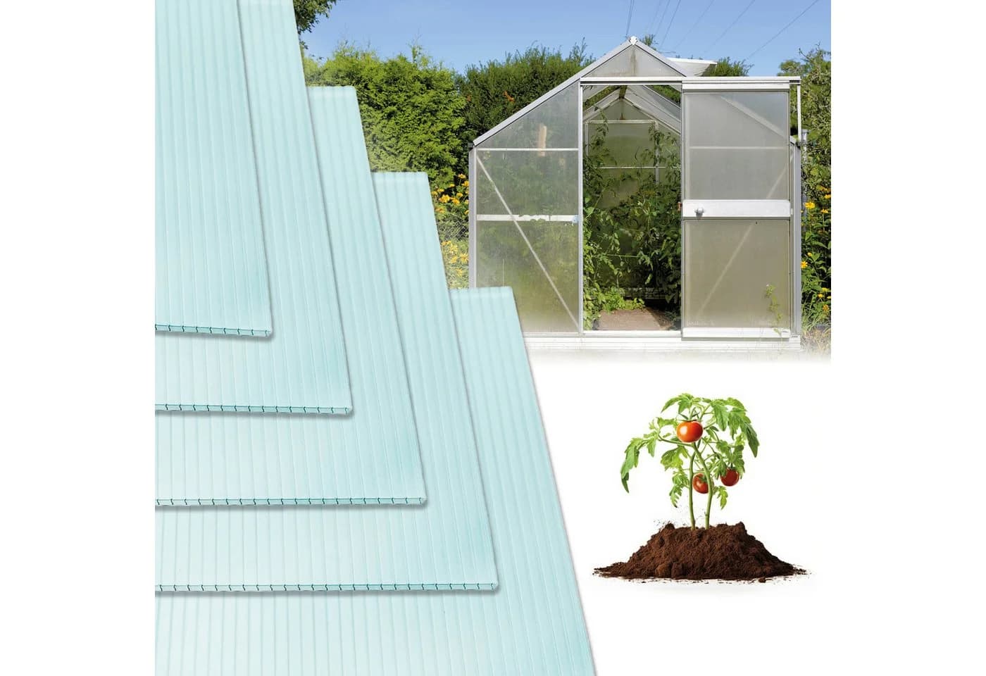 LP projekt Gewächshausplatten 6mm Polycarbonat Hohlkammer 12er Set - Bild 2