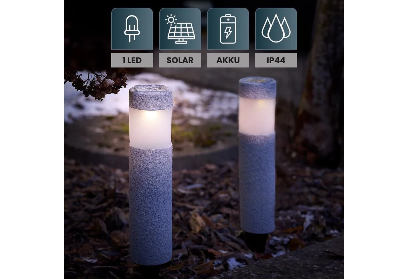 EAXUS onyX Solarlichter LED Gartenleuchte 2er-Set Wetterfest - Bild 4