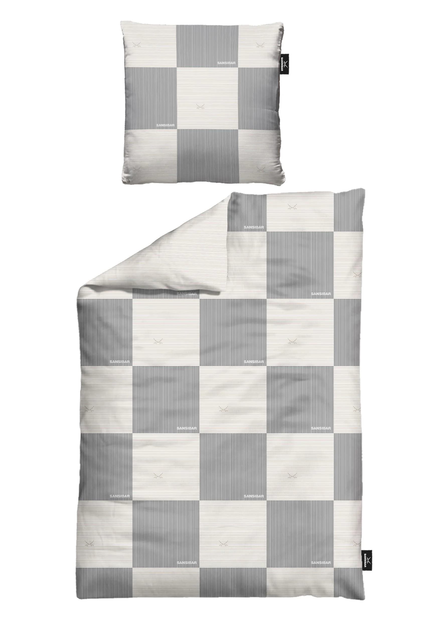 Sansibar Sylt Wendebettwäsche Chessboard Grau/Beige 100% Baumwolle