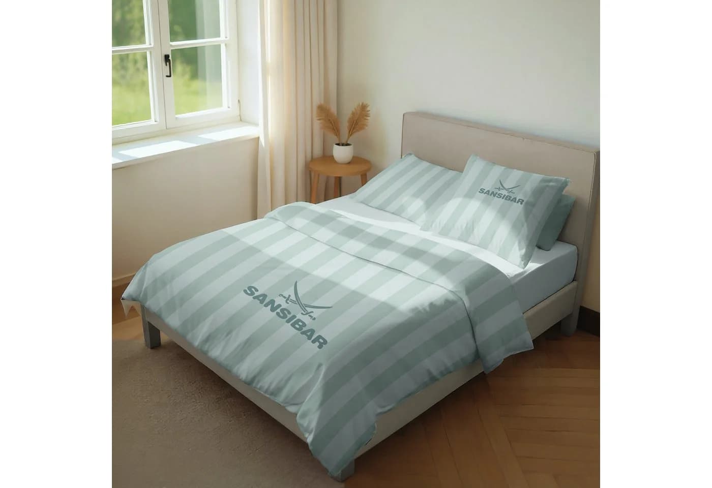 Sansibar Sylt Bettwäsche Modern Stripe 100% Baumwolle Grün 2-teilig