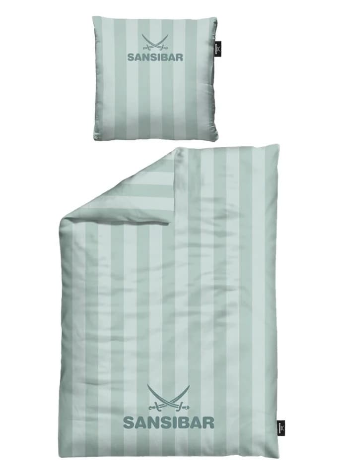 Sansibar Sylt Bettwäsche Modern Stripe 100% Baumwolle Grün 2-teilig - Bild 2
