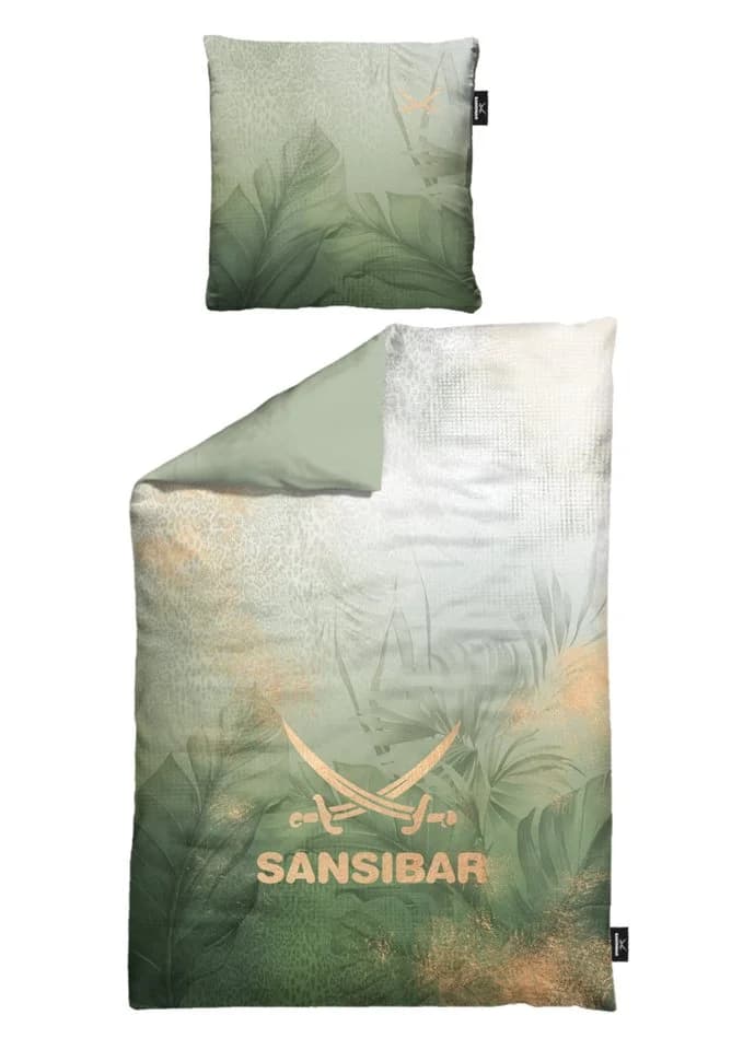 Sansibar Sylt Bettwäsche Jungle 100% Baumwoll-Satin Grün - Bild 2