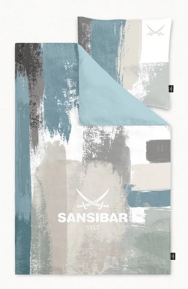 Sansibar Sylt Bettwäsche PAINT Satin Türkis 135x200 cm