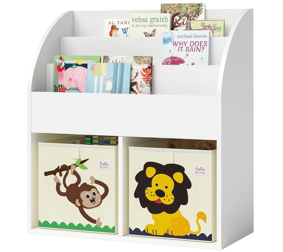 Bellabino Kinderregal Koro Weiß mit 5 Fächern und Faltboxen - Bild 2
