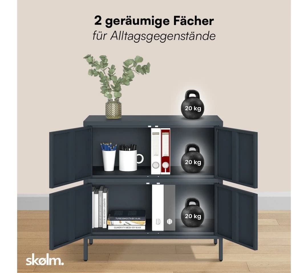 skølm Kommode Zandor Metall Anthrazit 2 Fächer 4 Türen - Bild 5