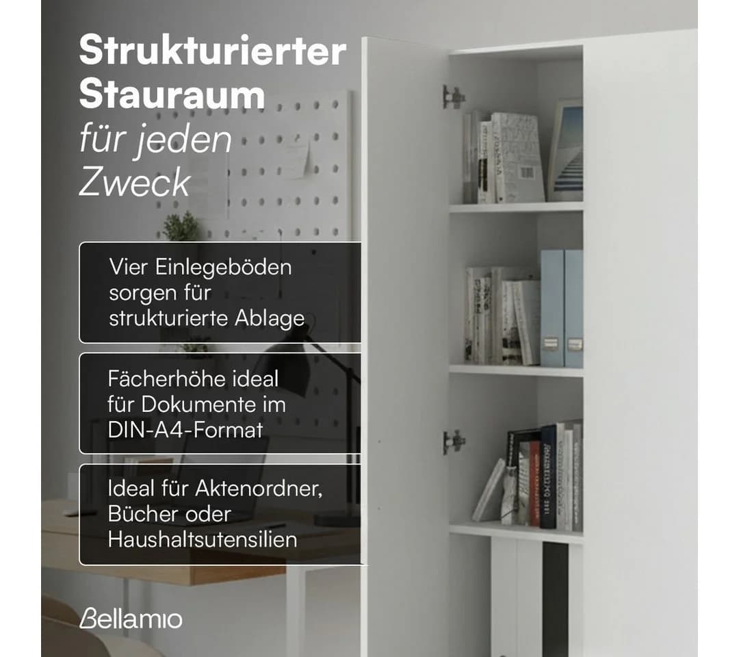 Bellamio Mehrzweckschrank Apol Weiß mit 2 Türen & 5 Fächern - Bild 4