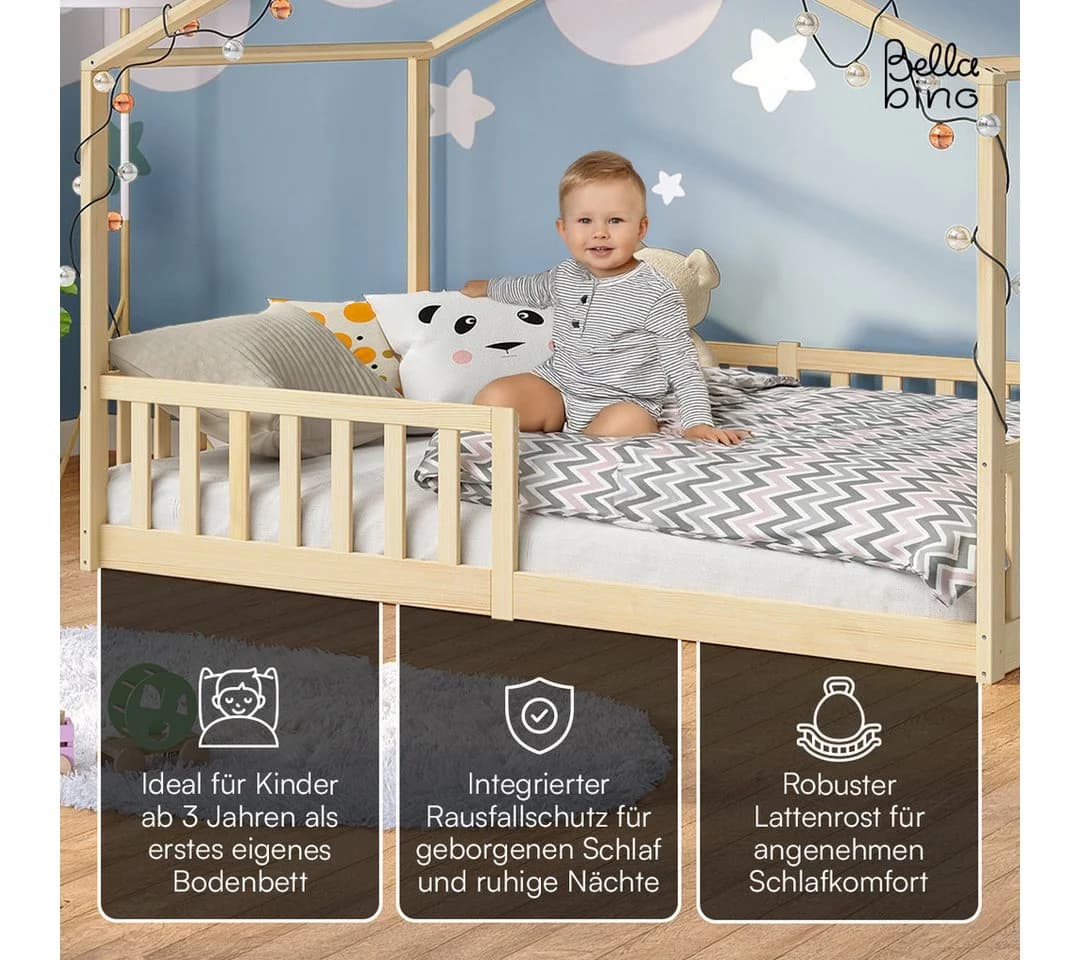 Bellabino Hausbett Bia mit Lattenrost Natur Bodenbett - Bild 3