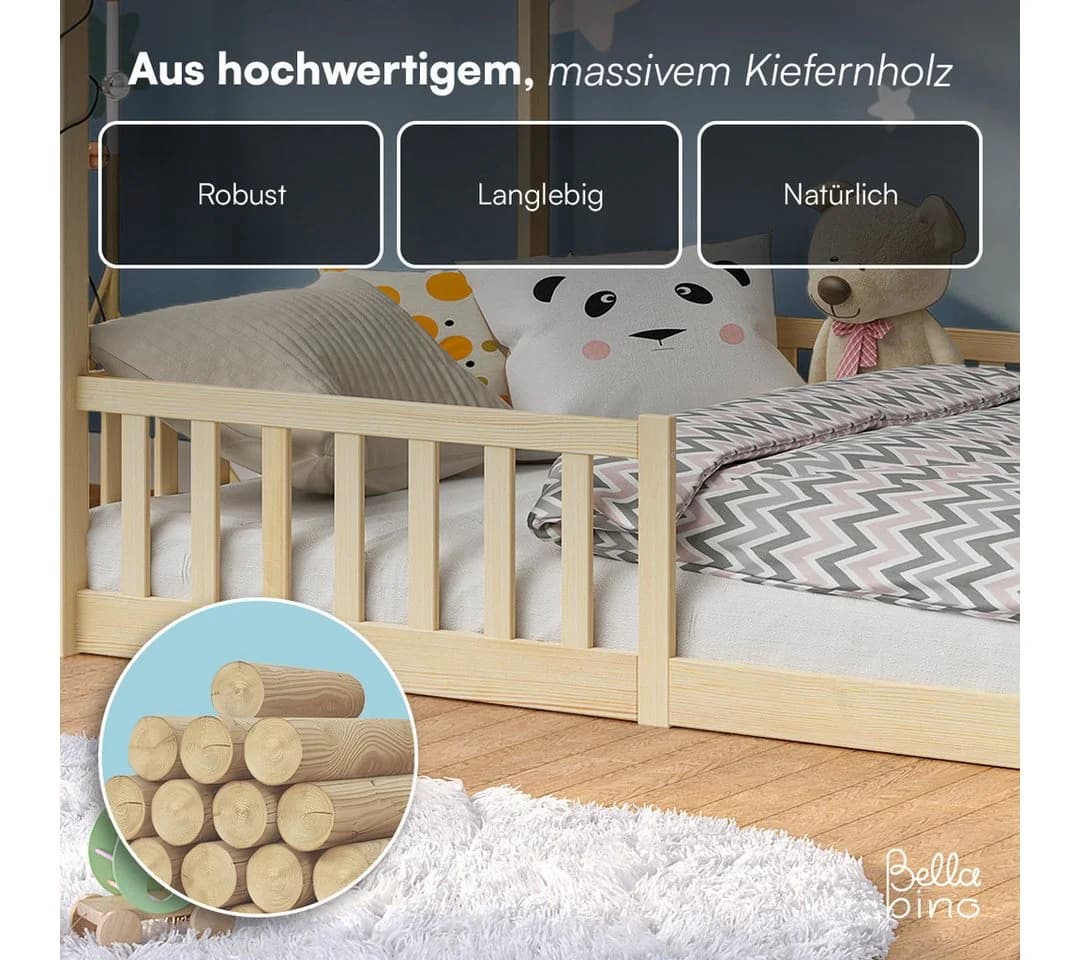 Bellabino Hausbett Bia mit Lattenrost Natur Bodenbett - Bild 5