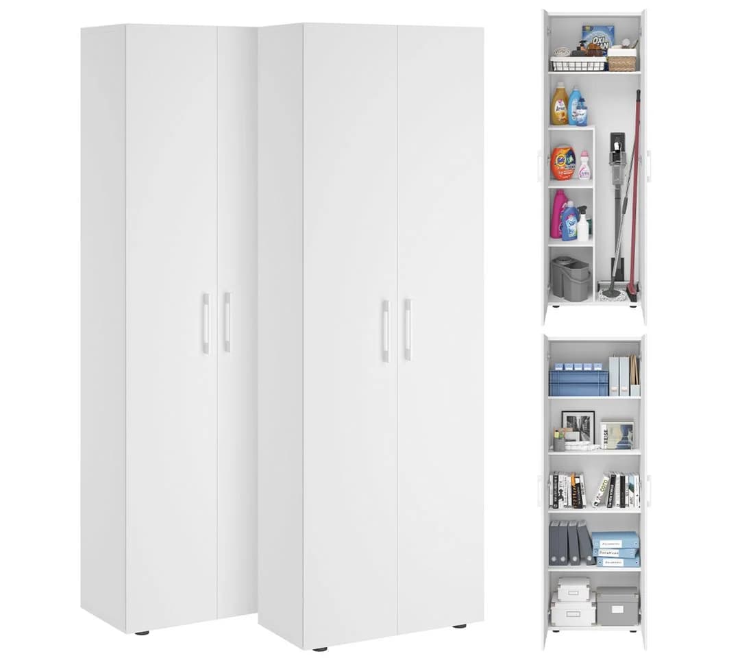 Bellamio Mehrzweckschrank-Set Apol Weiß 2er-Set mit Staubsaugerfach - Bild 2