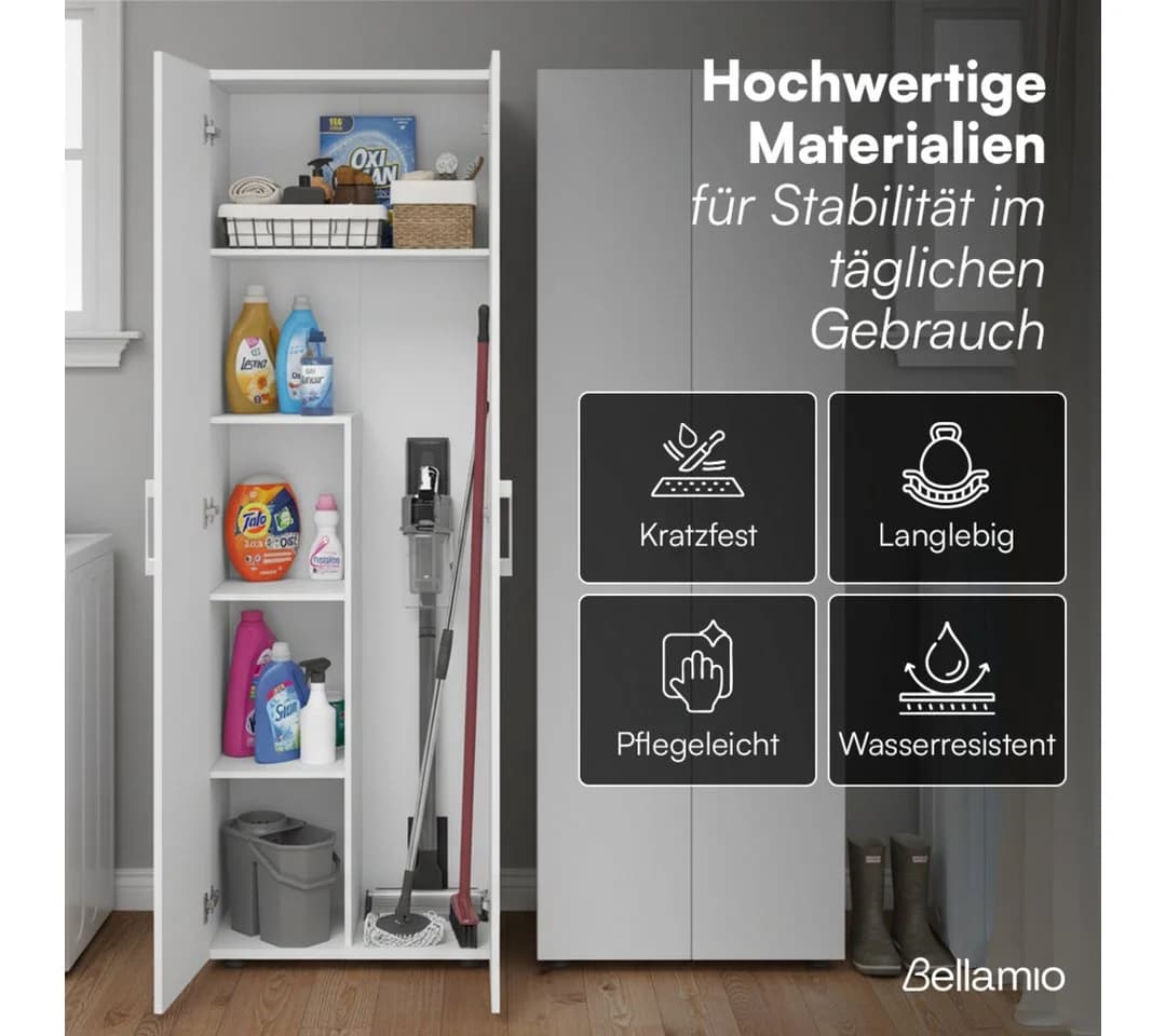 Bellamio Mehrzweckschrank-Set Apol Weiß 2er-Set mit Staubsaugerfach - Bild 3