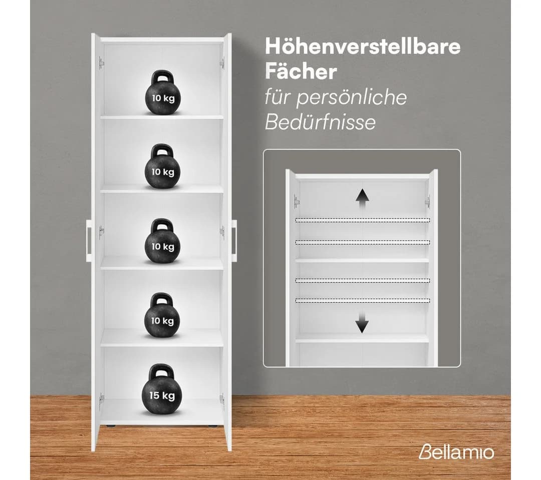 Bellamio Mehrzweckschrank-Set Apol Weiß 2er-Set mit Staubsaugerfach - Bild 4