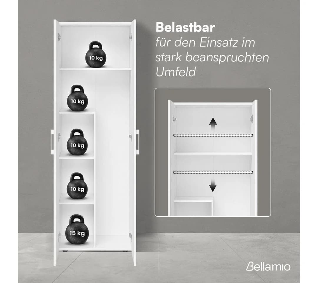 Bellamio Mehrzweckschrank-Set Apol Weiß 2er-Set mit Staubsaugerfach - Bild 5