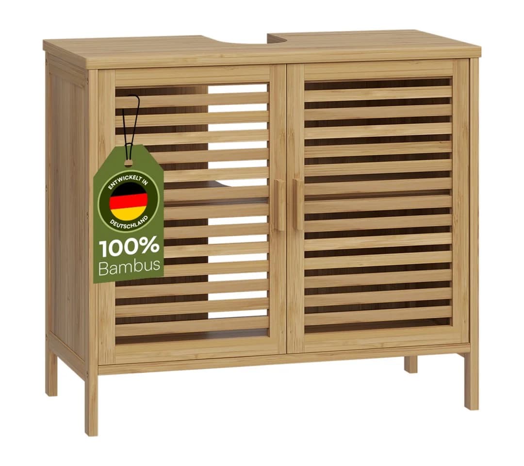 Bellamio Waschbeckenunterschrank Newa Bambus Modern Skandinavisch - Bild 2