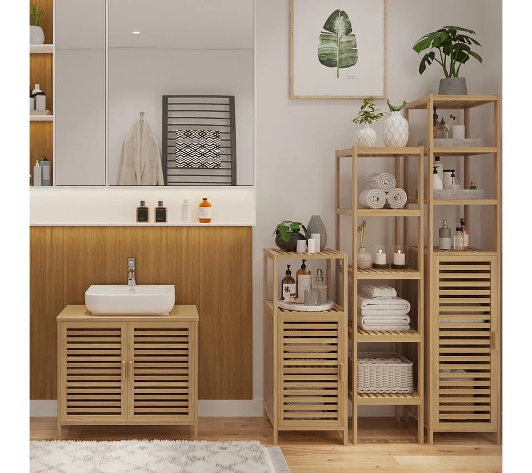 Bellamio Badmöbel-Set Newa Bambus Lackiert 2er-Set