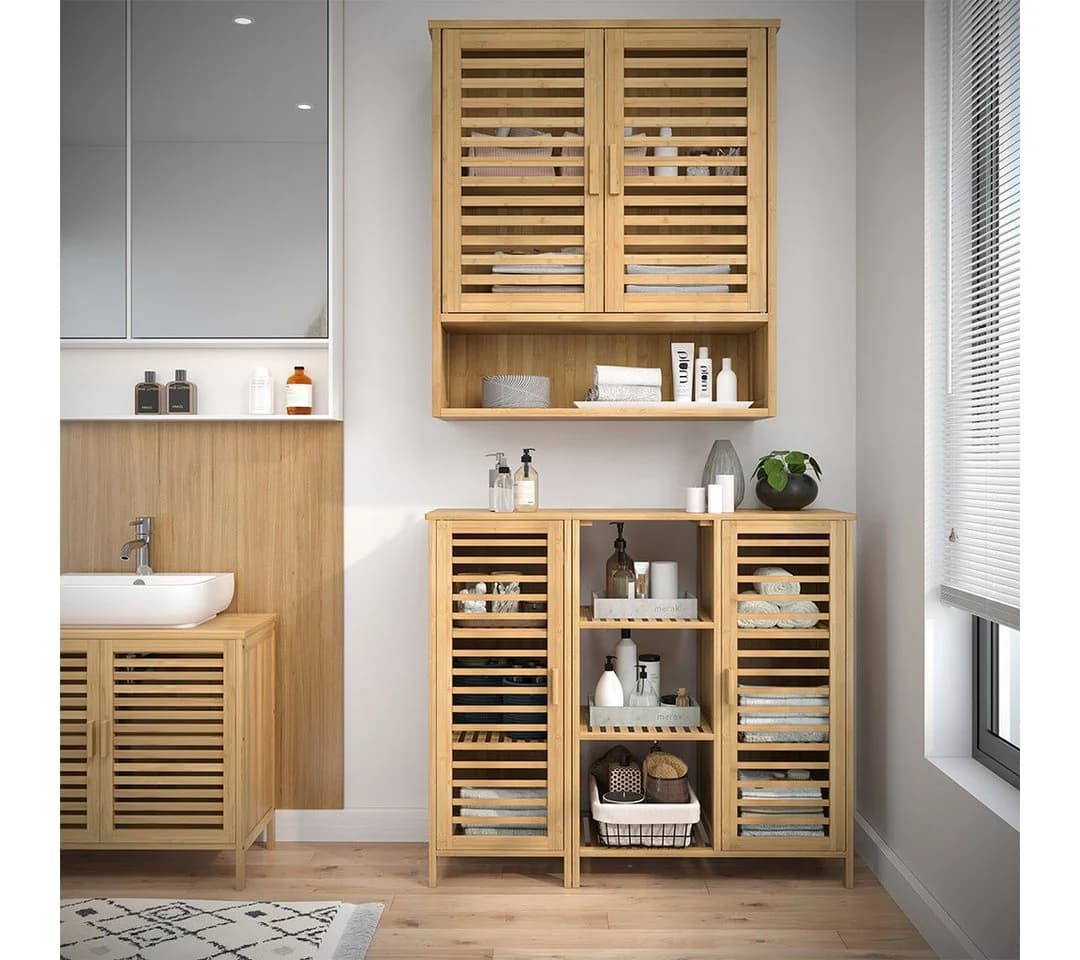Bellamio Hochschrank Newa aus Bambus, 9 Fächer