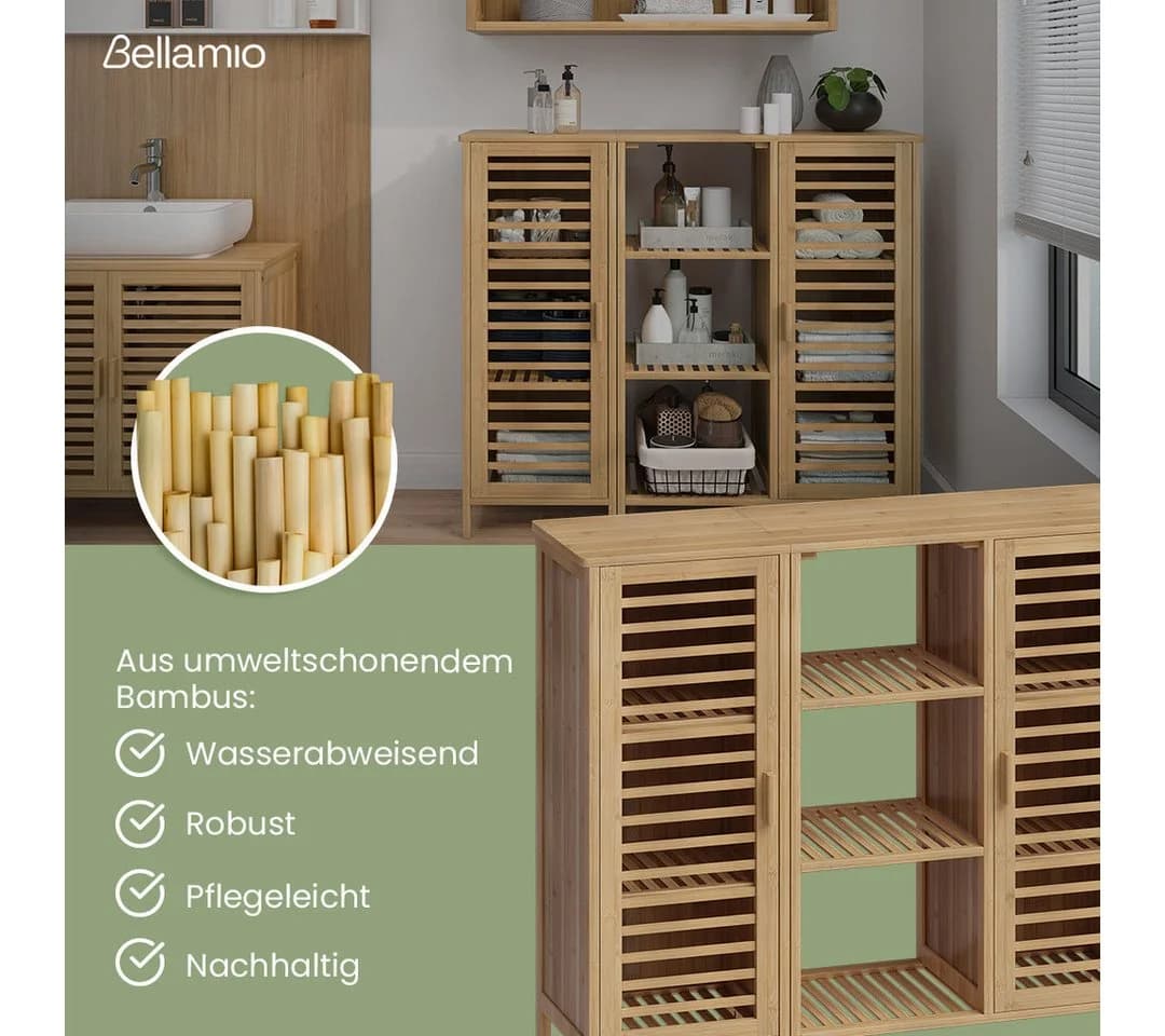 Bellamio Hochschrank Newa aus Bambus, 9 Fächer - Bild 3