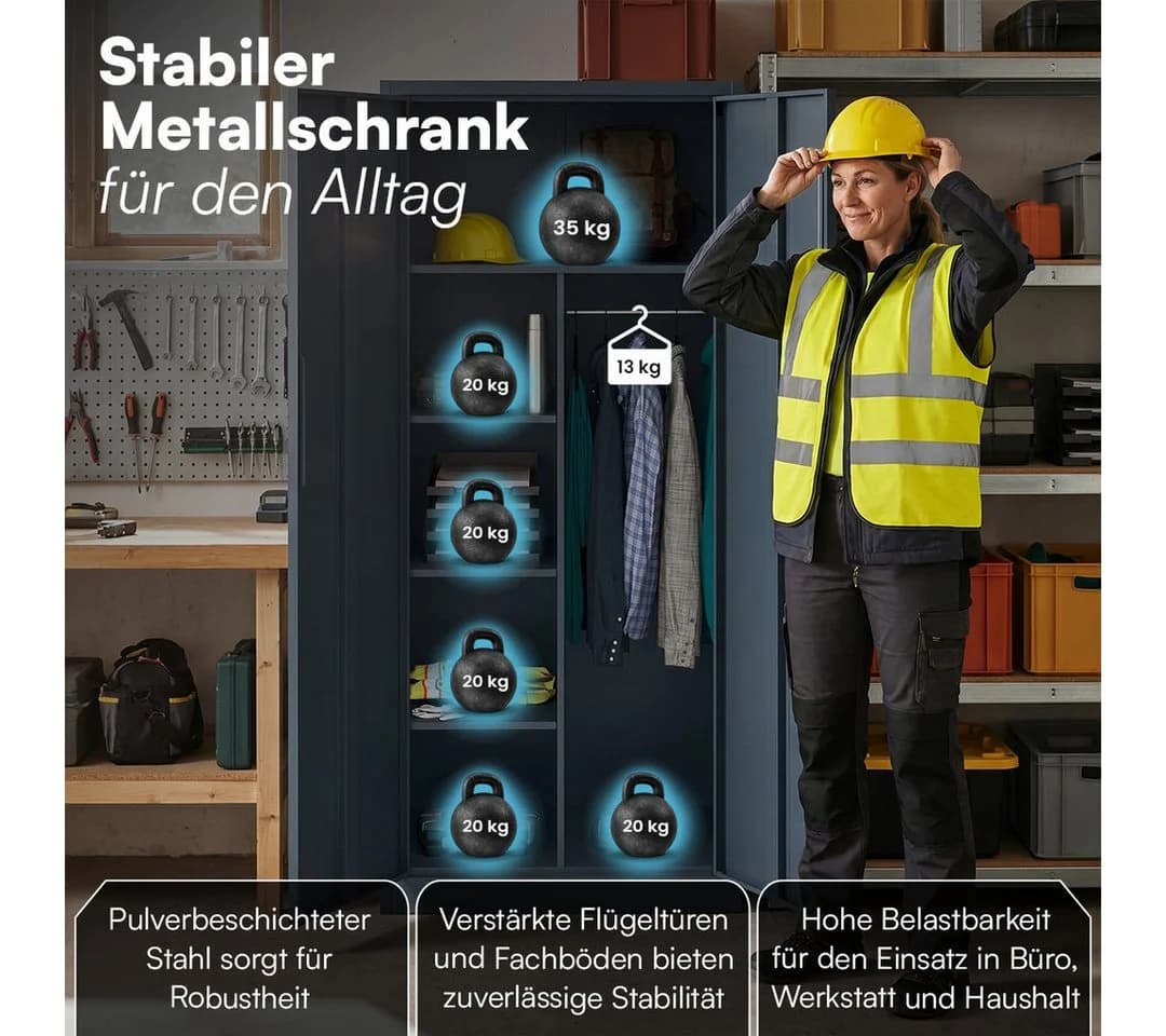 STEELSØN Garderobenschrank Regulus Anthrazit Stahl mit Schloss - Bild 3