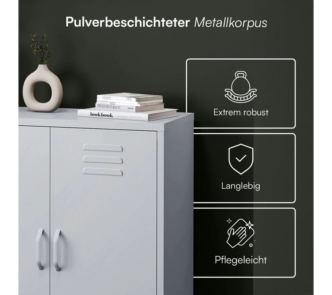 skølm Kommode Atria Metall Hellgrau 3 Fächer höhenverstellbare Böden - Bild 4