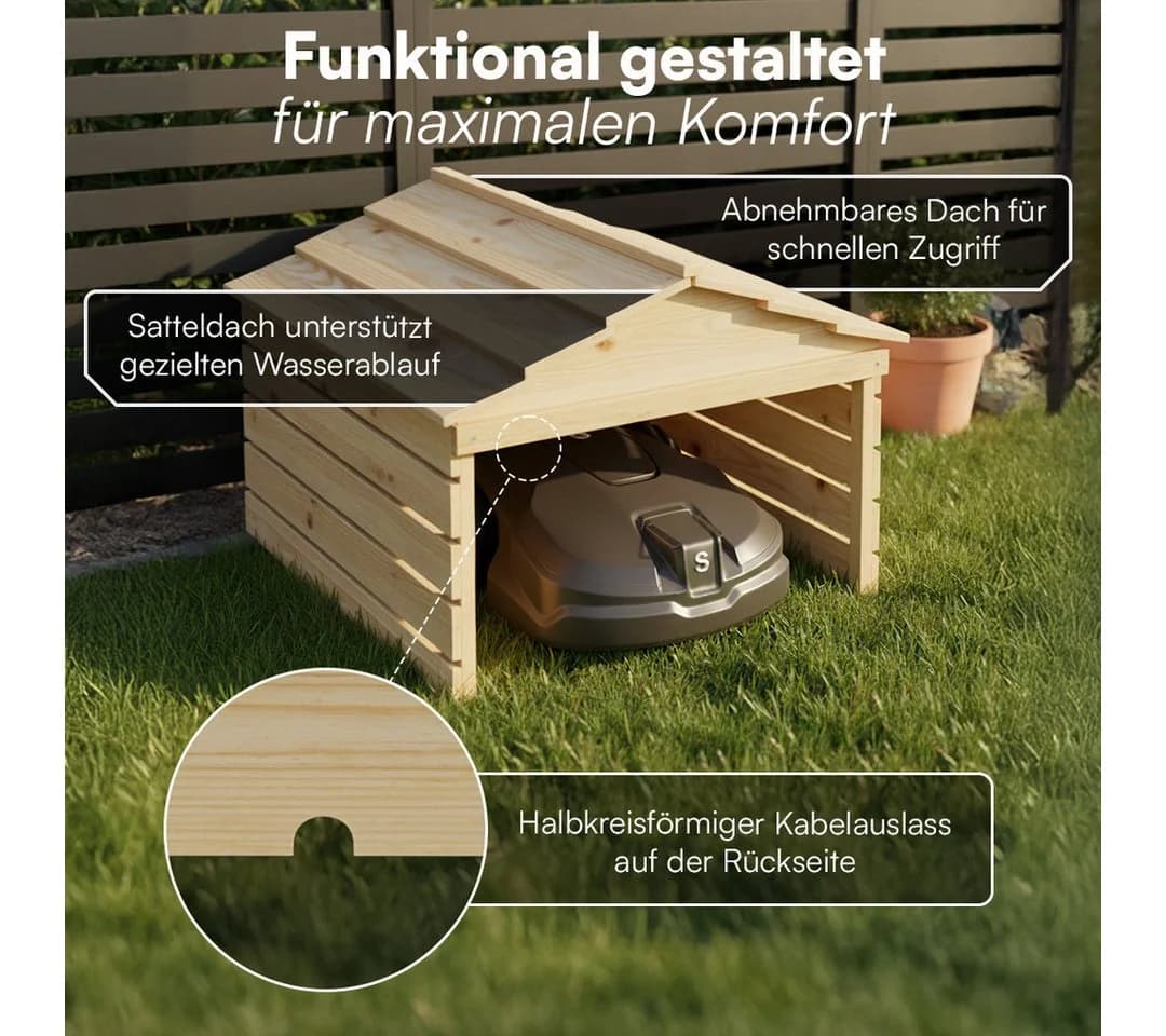 STEELSØN Mähroboter-Garage Nembus Kiefernholz Natur - Bild 4
