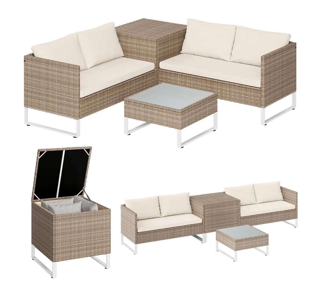 STEELSØN Gartenlounge-Set Alniyat Beige Polyrattan mit Kissen - Bild 2