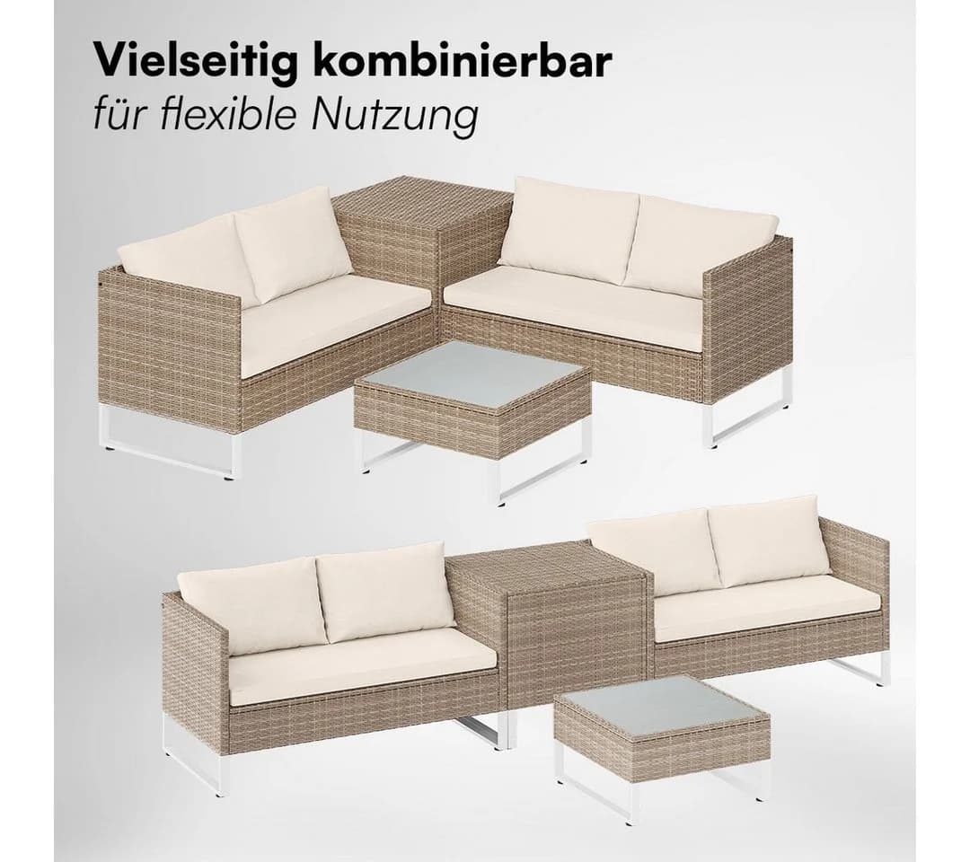 STEELSØN Gartenlounge-Set Alniyat Beige Polyrattan mit Kissen - Bild 4